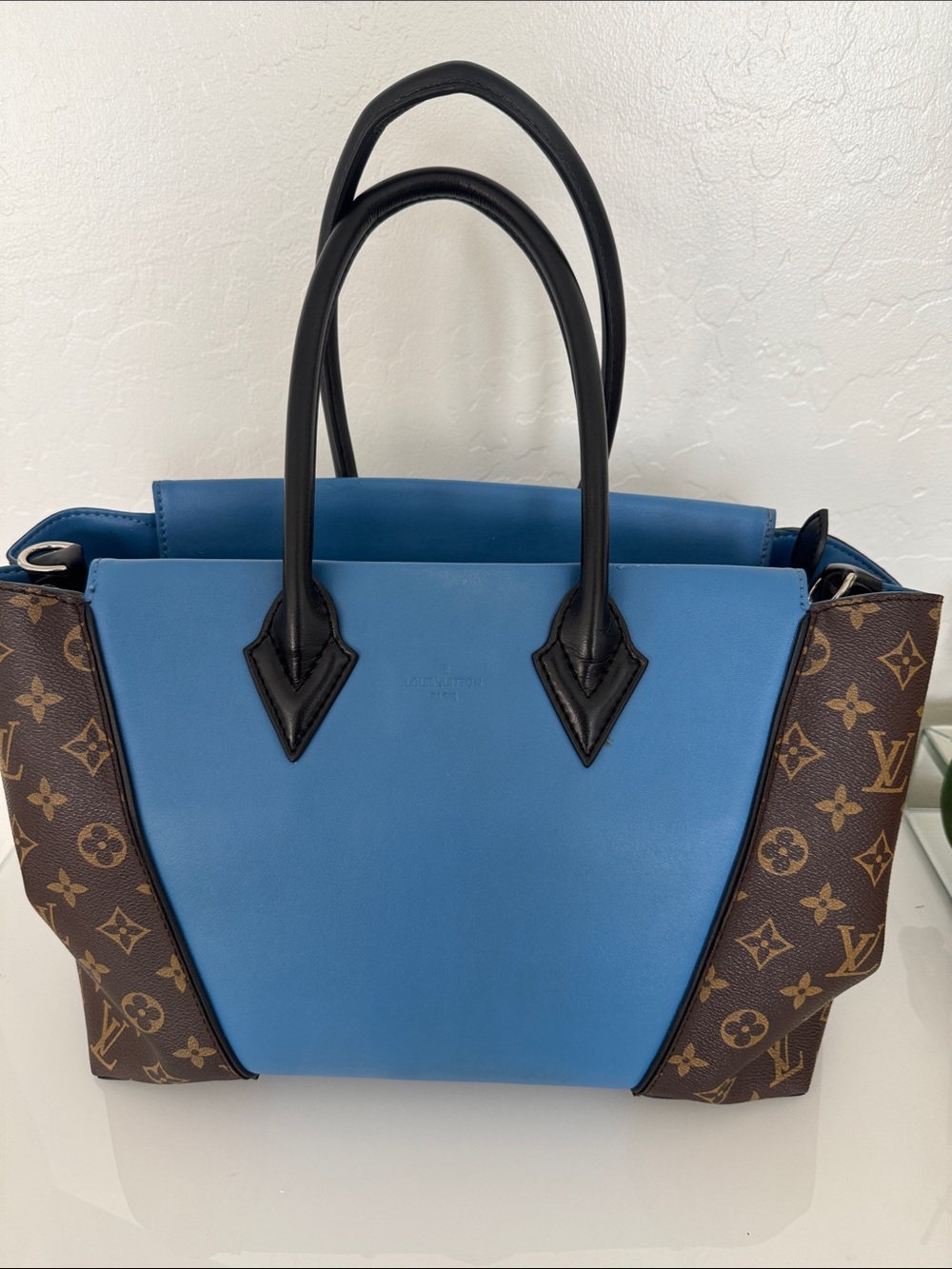 Louis Vuitton Blue, Brown & Black Leather Tote